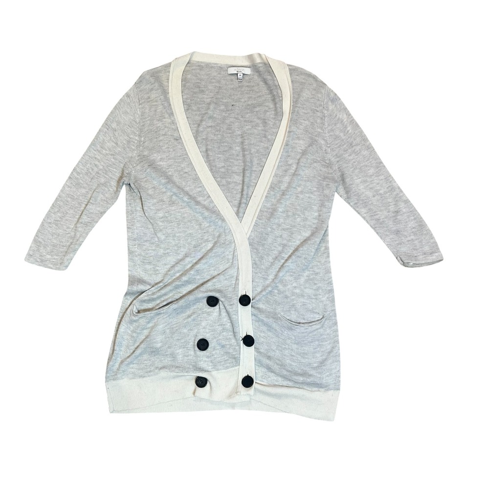 Adam‎ Lippes Grey Bamboo Cashmere V-Neck Cardigan Sweater Womens Medium